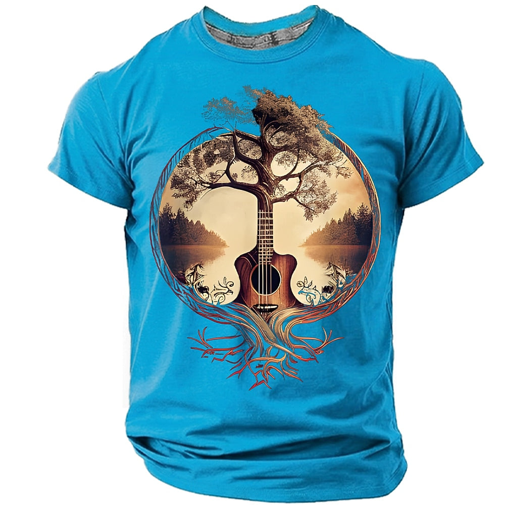 Men's Guitar Tree Nature Graphic Tee