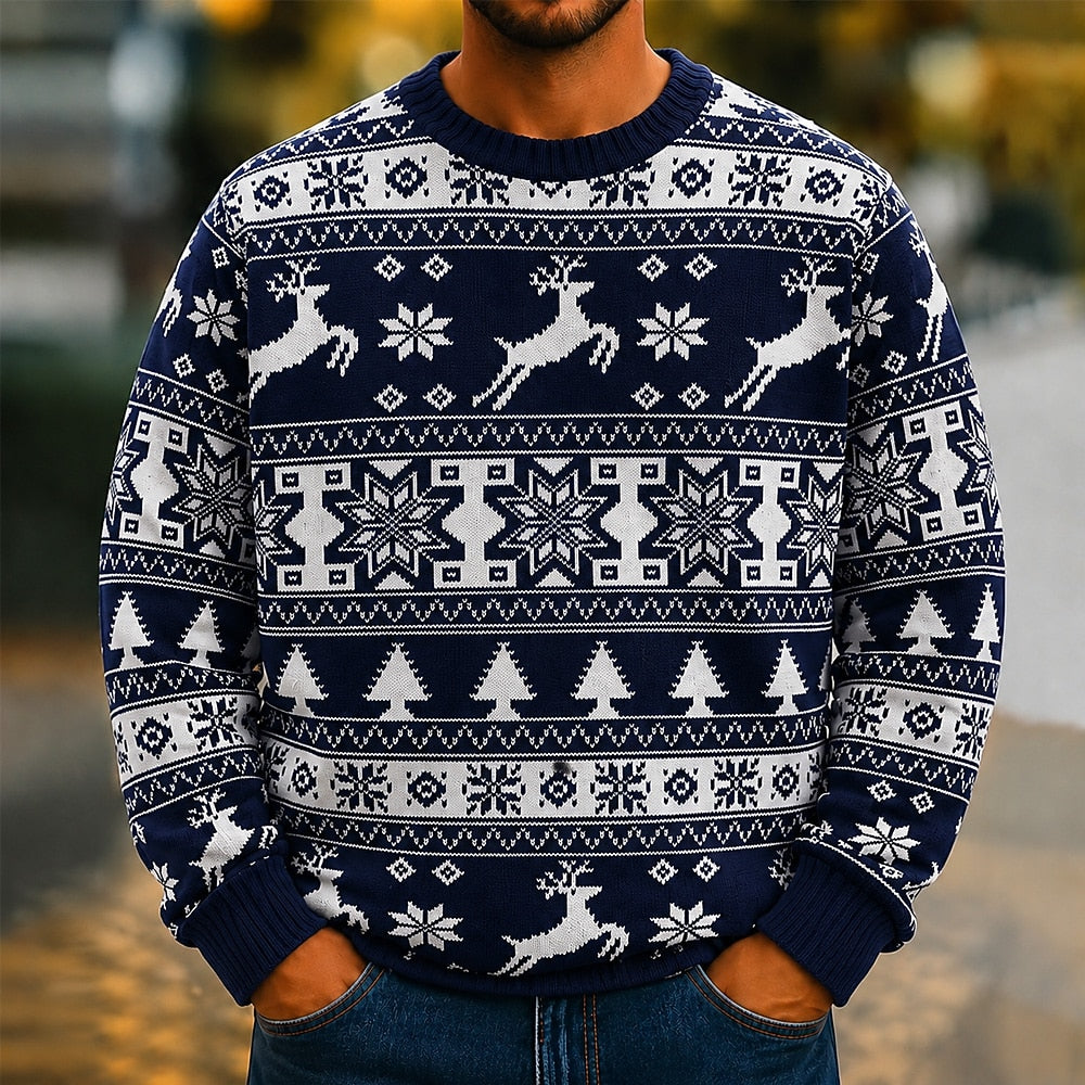 Christmas Reindeer Snowflake Knit Sweater