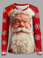 Women's Santa Snowflake Christmas Longsleeve Tee