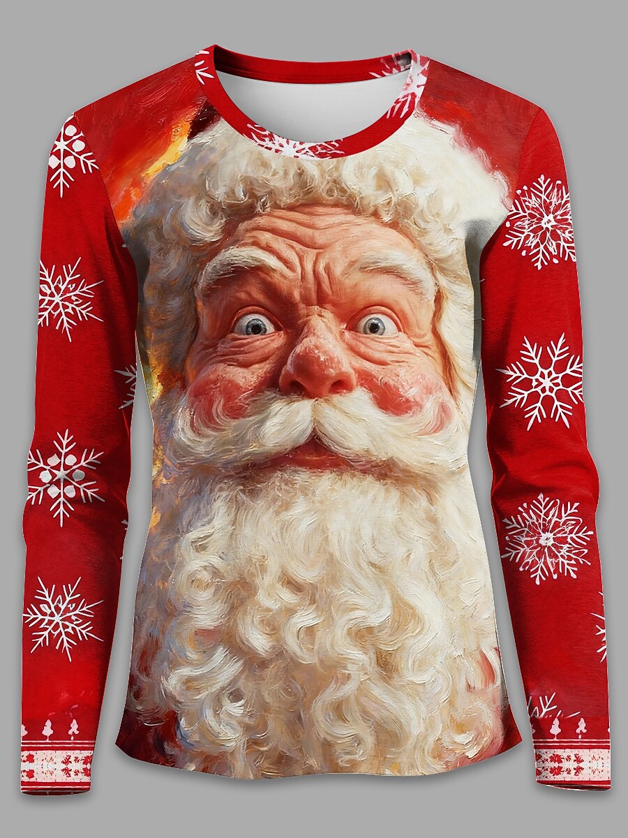 Women's Santa Snowflake Christmas Longsleeve Tee