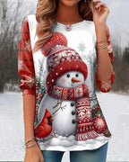 Women's Cute Snowman Christmas T-Shirt