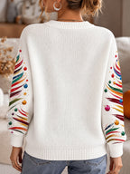 Women's Knitted Christmas Tree Crewneck Sweater