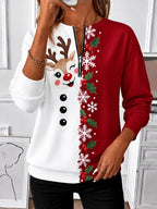 Christmas Abstract Graphic Zip Sweatshirt
