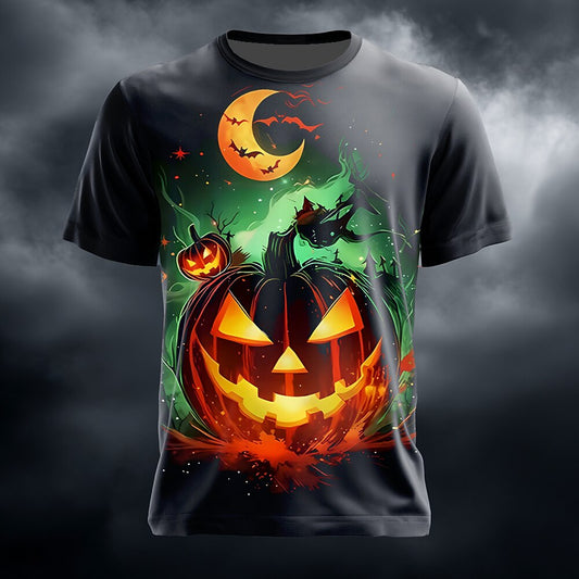 Men's Pumpkin Illusion Horror Graphic Tee