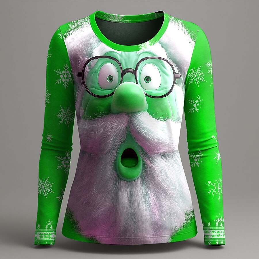 Women's Santa Christmas Casual Graphic Tee