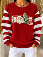 Christmas Women's Waffle Textured Pullover Sweatshirt