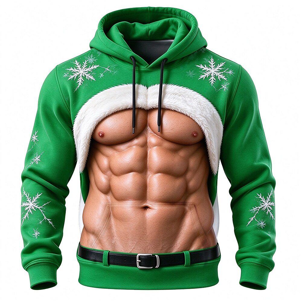 Men's Muscle Print Holiday Costume Hoodie