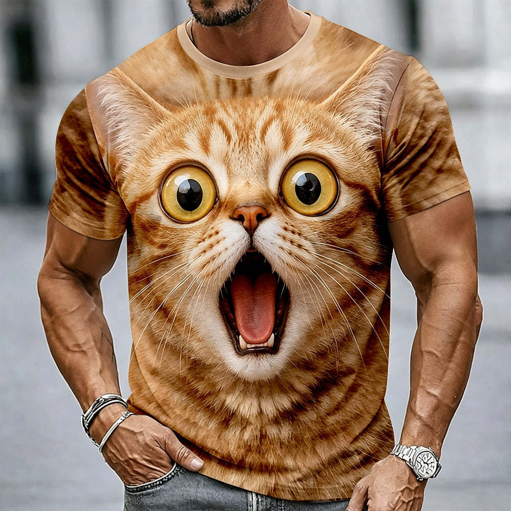 Men's Cute Cat Animal Graphic Tee