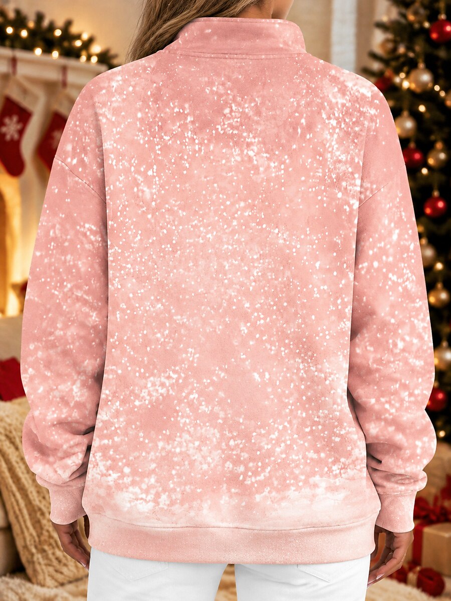 Women's Christmas Tree Snowflake Half Zip Sweatshirt