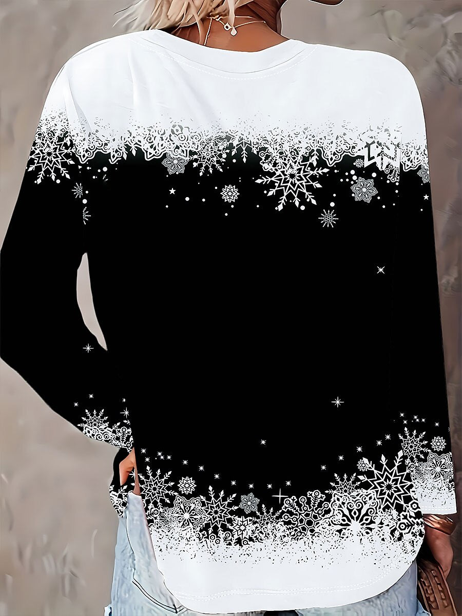 Women's Snowflake Christmas Vintage Longsleeve Tee