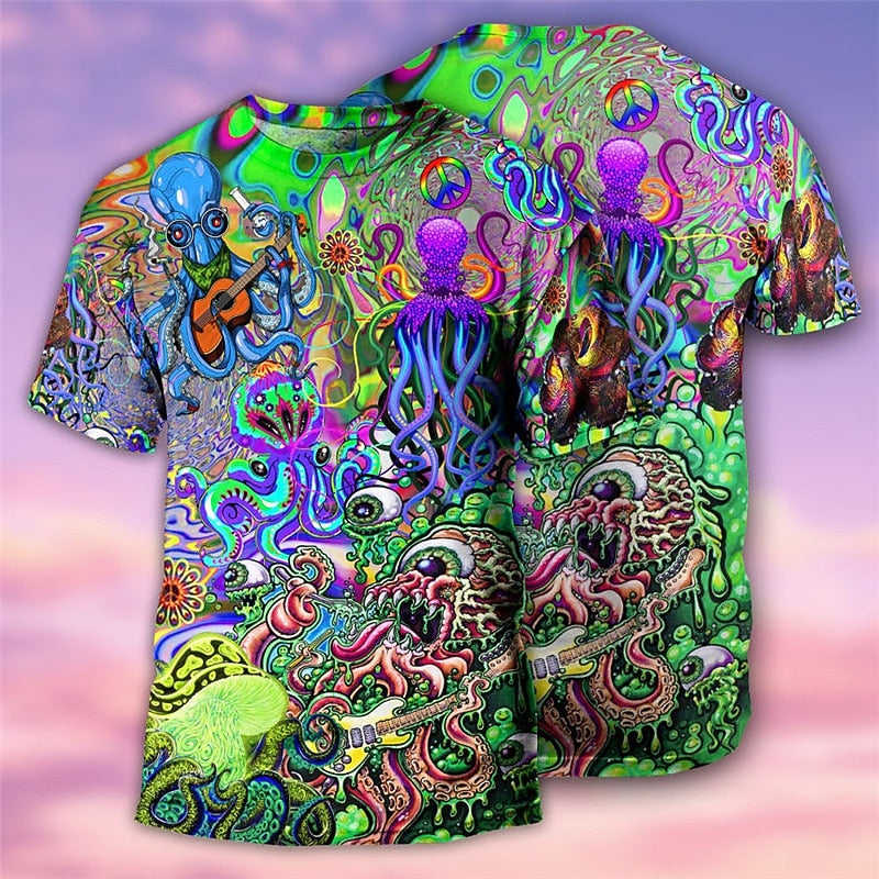 Men's Psychedelic Mushroom Monster Graphic Tee