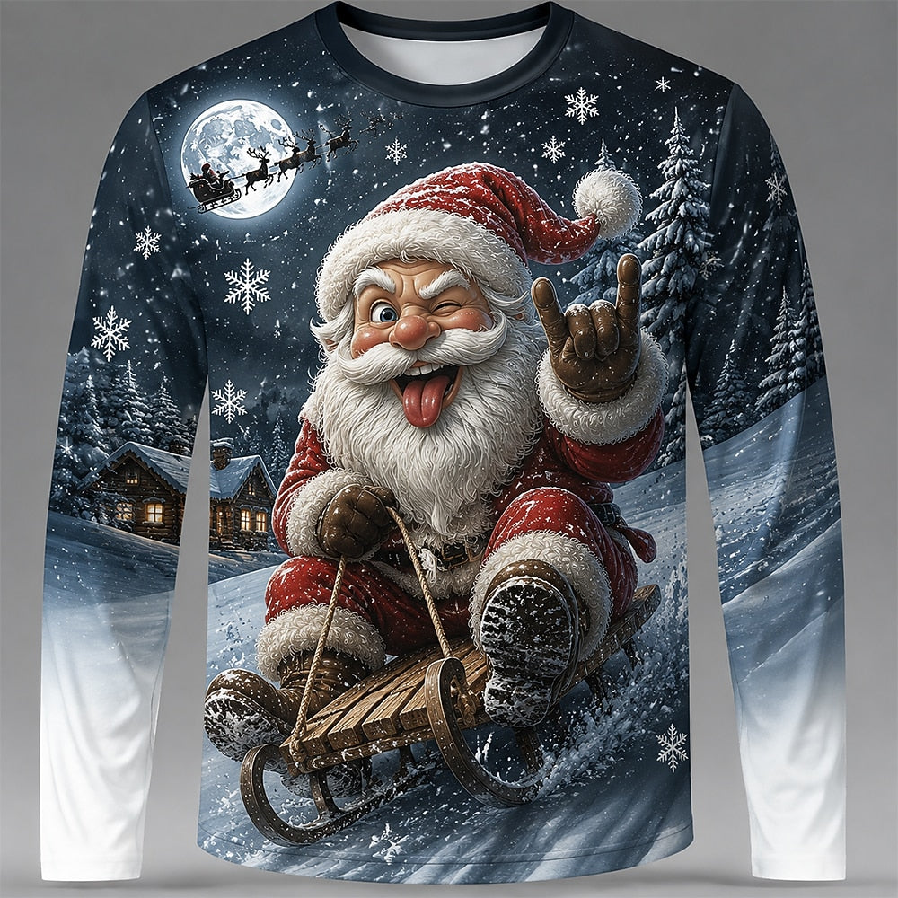 Santa Christmas Funny Casual Longsleeve Tee