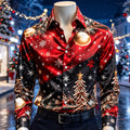 Men's Colorful Christmas Tree Satin Shirt