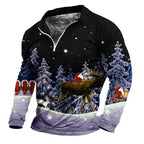 Christmas Santa Tree Zip Polo Shirt