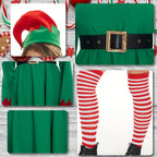 Fancy Santa Elf Costume Dress Set