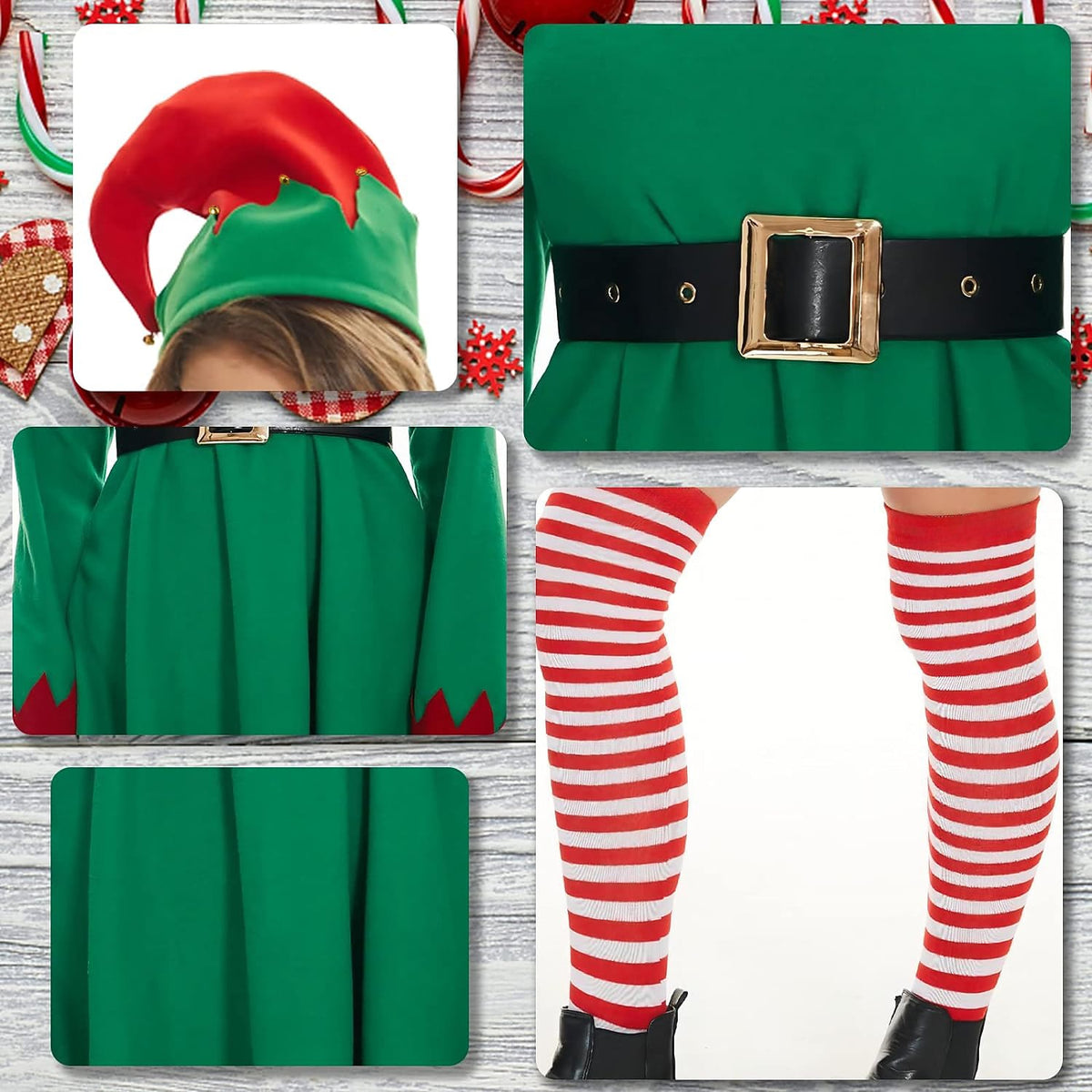 Fancy Santa Elf Costume Dress Set
