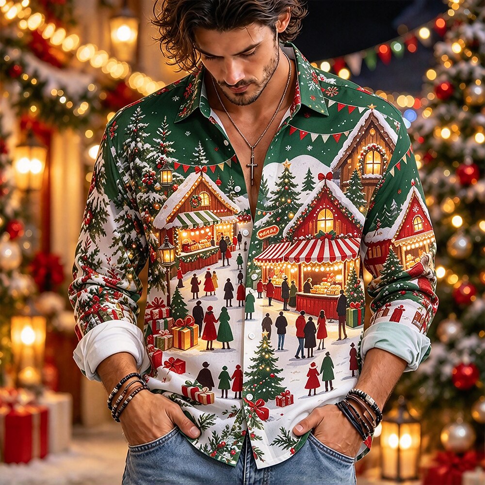 Christmas Tree Bell Button Shirt