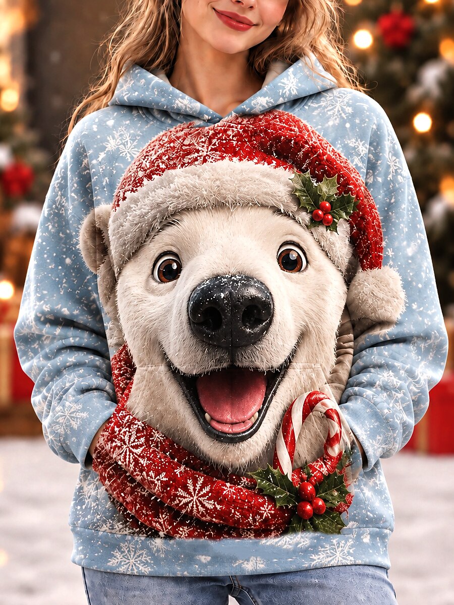 Christmas Reindeer Pocket Hooded Sweatshirt
