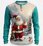 Santa Claus Christmas Long Sleeve Henley