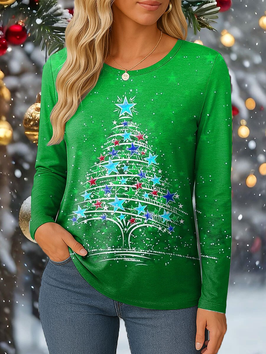 Women's Christmas Tree Graphic Longsleeve Tee