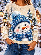 Snowman Graphic Christmas Pullover Sweatshirt