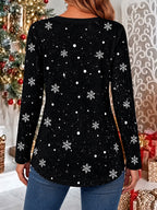 Women's Santa Snowman Classic V Neck Blouse
