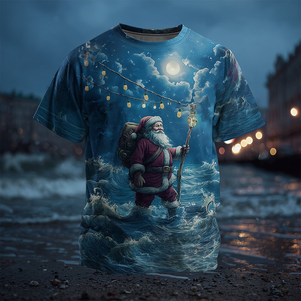 Surfing Santa Tropical Christmas Tee