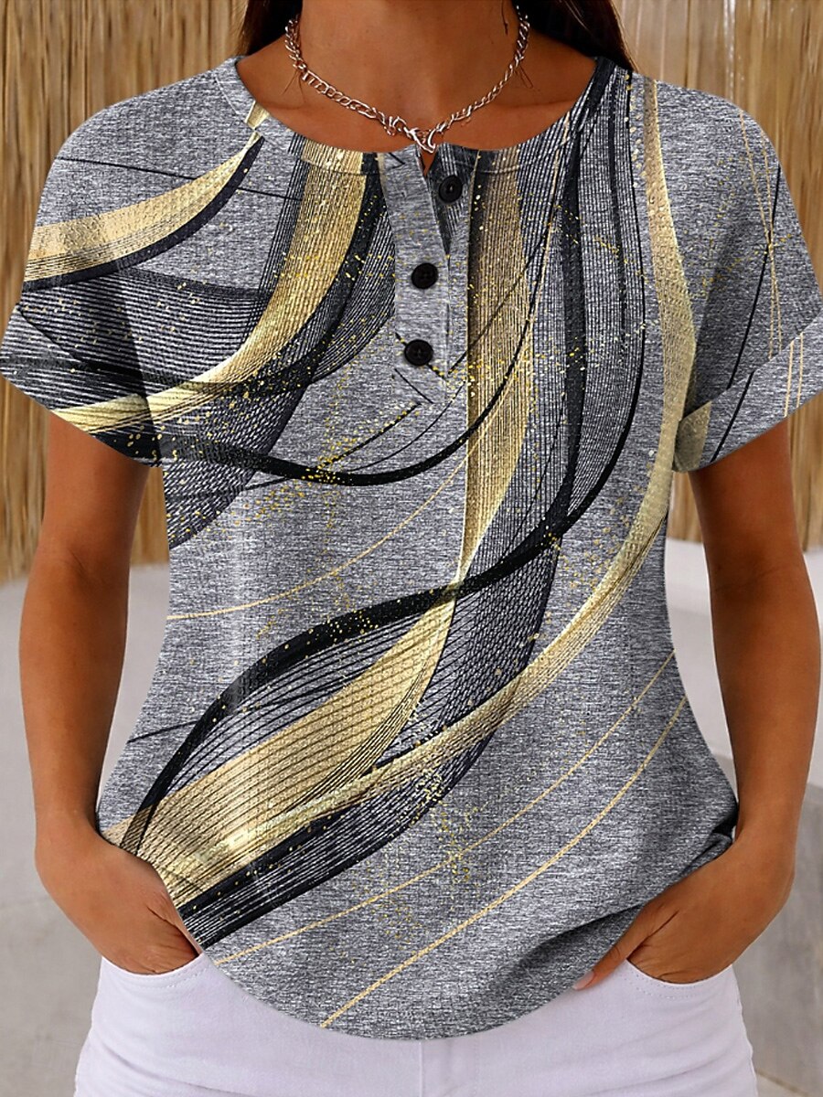 Women's Colorblock Geometric Art Graphic Tee