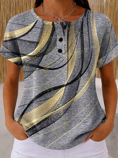 Women's Colorblock Geometric Art Graphic Tee