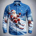 Men's Santa Claus Panel Button Up Shirt