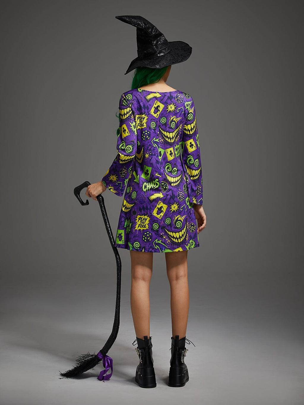 Women's Evil Jester Gothic Halloween Print Dress