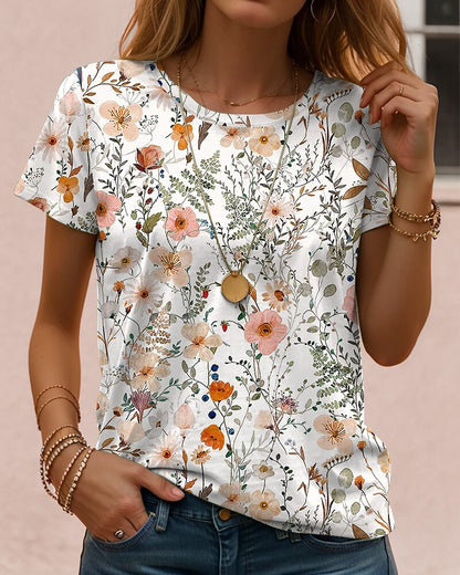 Women's Colorful Garden Floral Graphic Tee