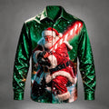 Men's Santa Claus Colorful Satin Shirt