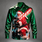 Men's Santa Claus Colorful Satin Shirt