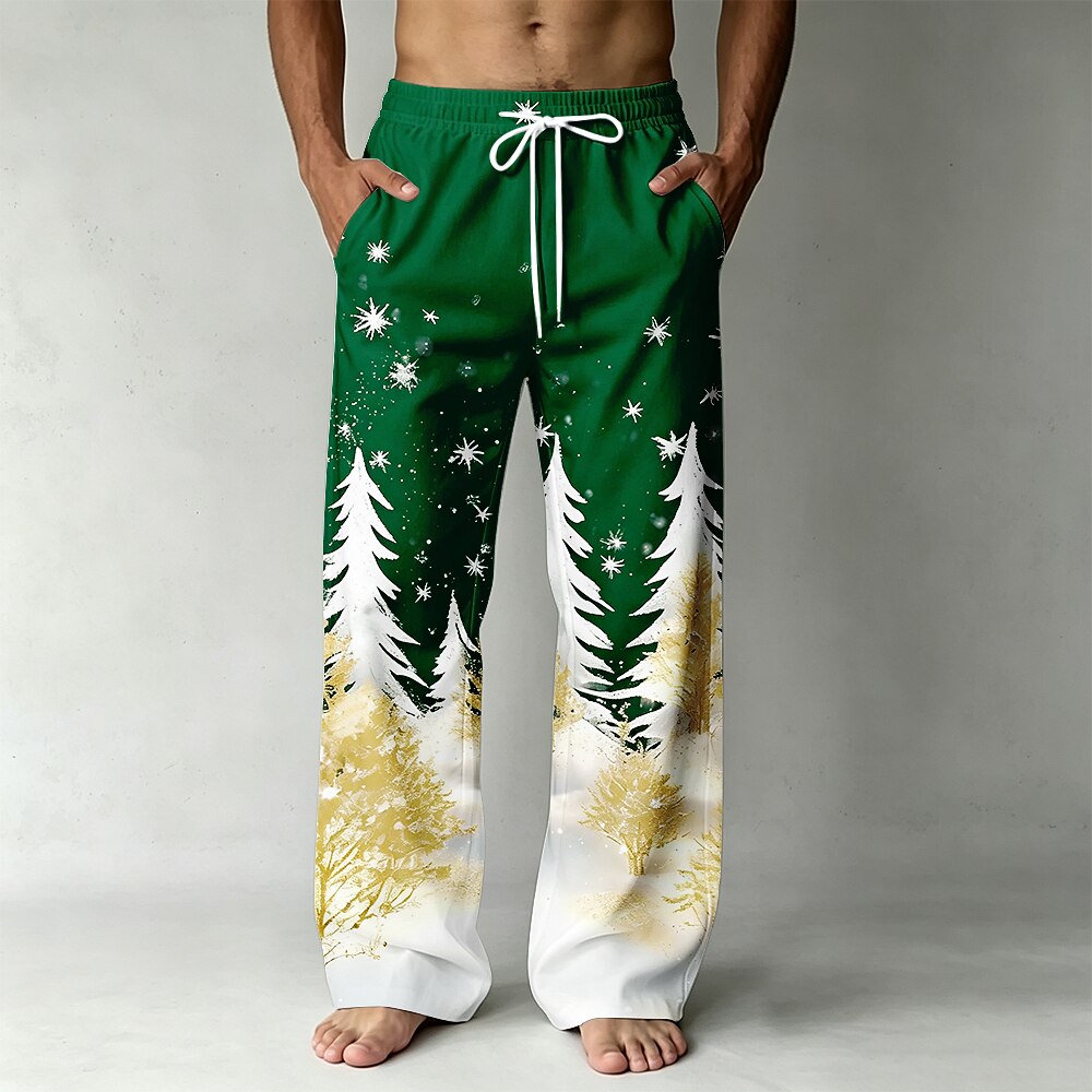 Christmas Tree Snowflake Drawstring Trousers