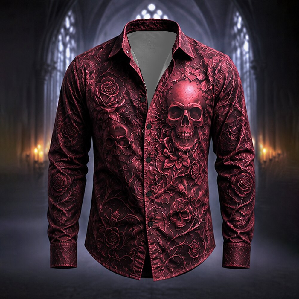 Men's Gothic Skull Button Up Shirt