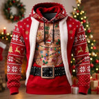 Men's Red Green Festive Graphic Hoodie