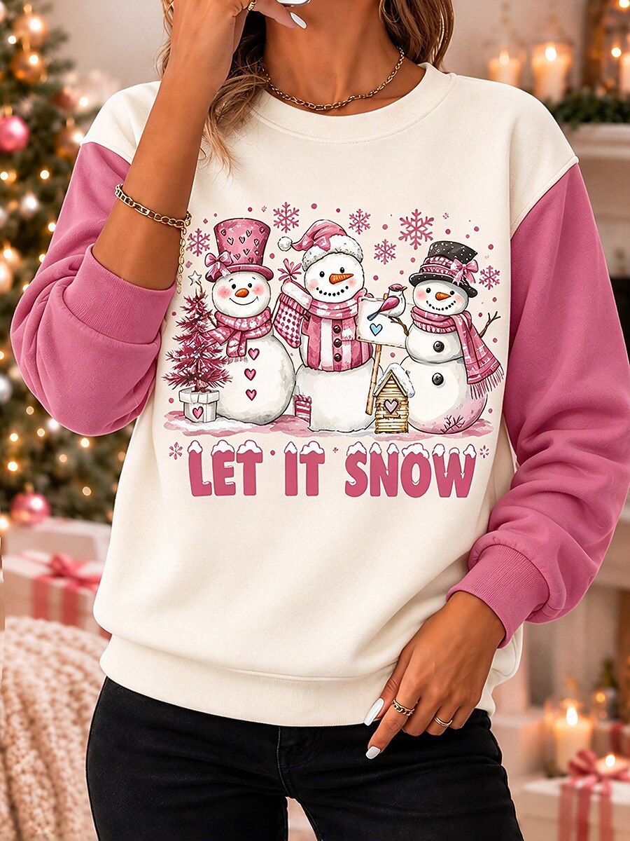 Snowman Snowflake Christmas Pullover Sweatshirt