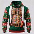 Men's Red Green Festive Graphic Hoodie