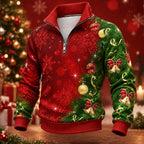 Christmas Tree Snowflake Zip Collar Sweatshirt