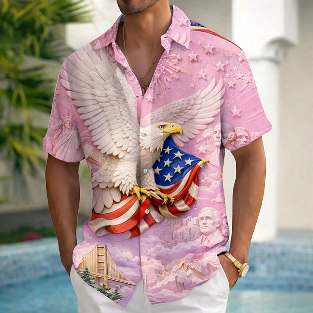 Men's Patriotic Eagle Short Sleeve Shirt