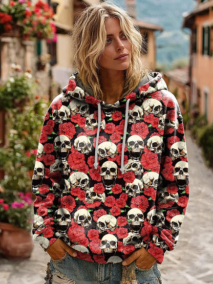Women's Halloween Haunted Skull Hoodie