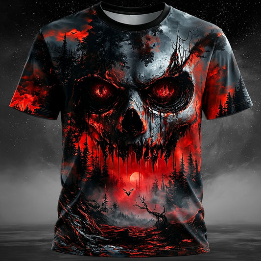 Men's Red Skull Optical Illusion Shirt