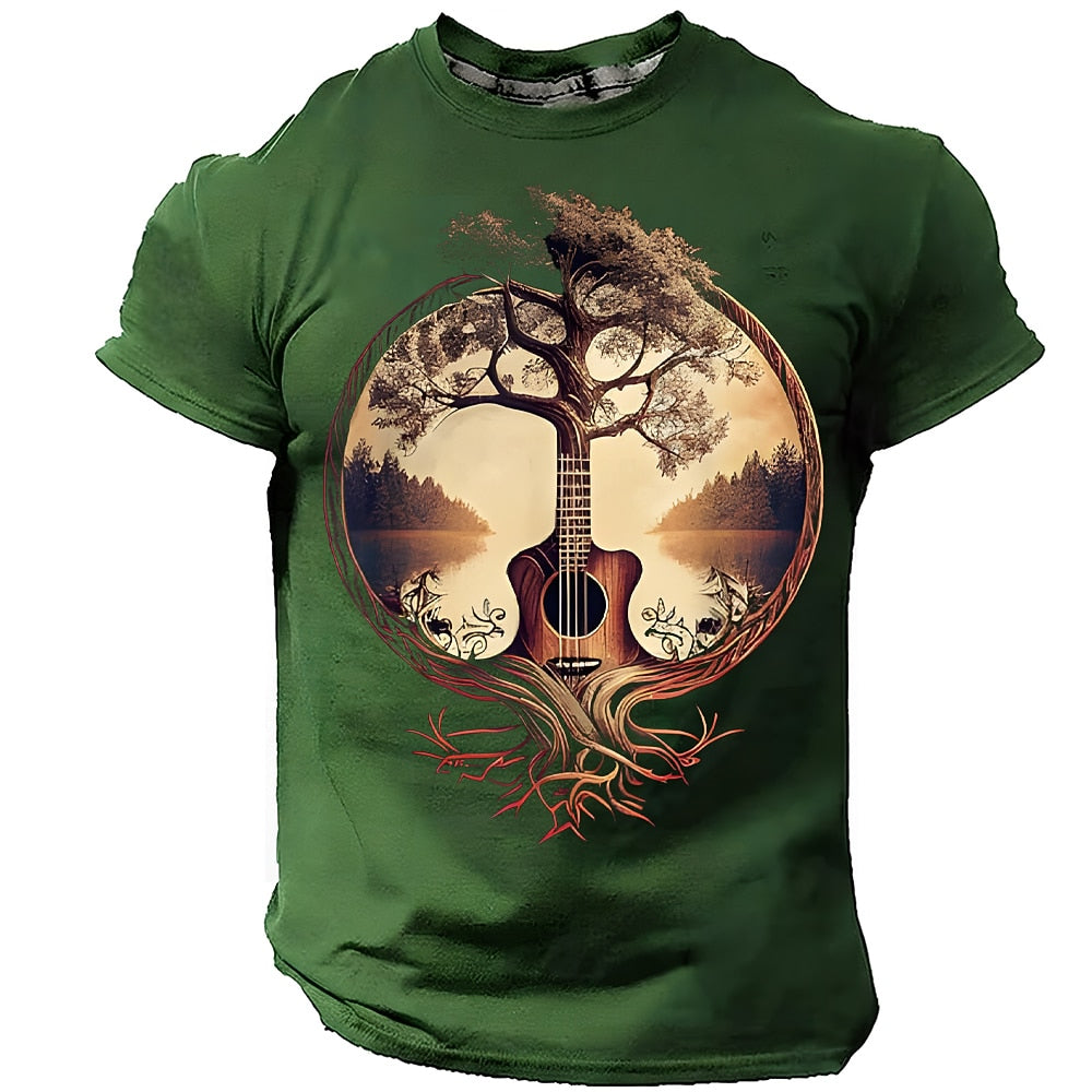 Men's Guitar Tree Nature Graphic Tee