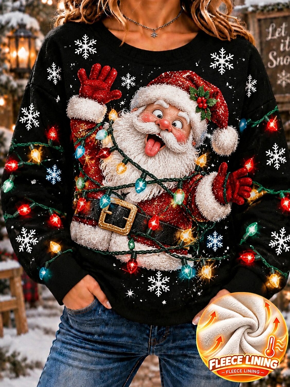 Women's Red Christmas Crew Neck Sweatshirt
