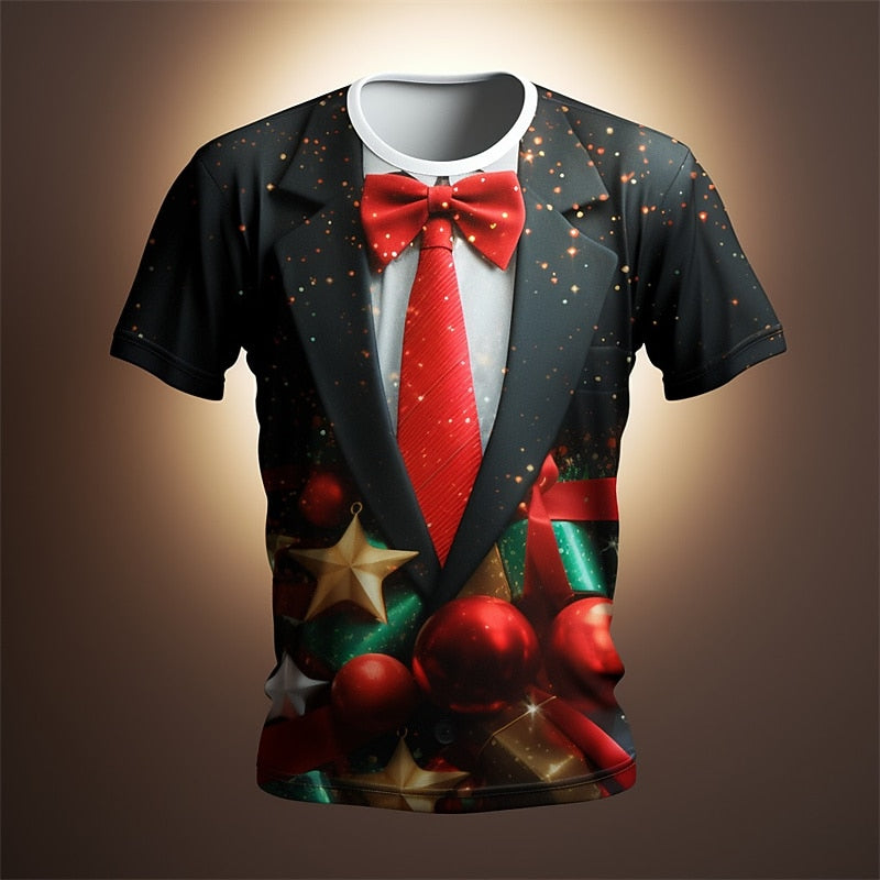 Men's Christmas Bowknot Graphic Costume T-Shirt