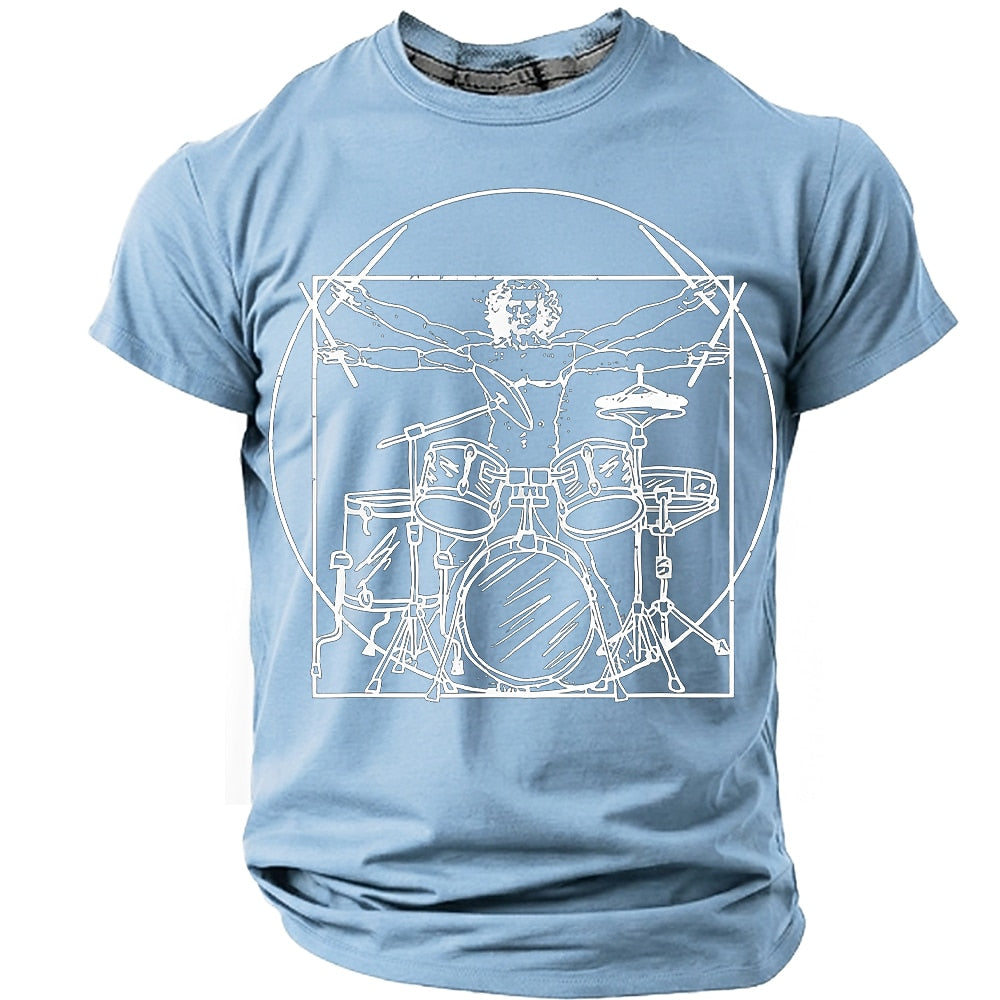 Men's Vitruvian Drummer Parody Graphic Tee