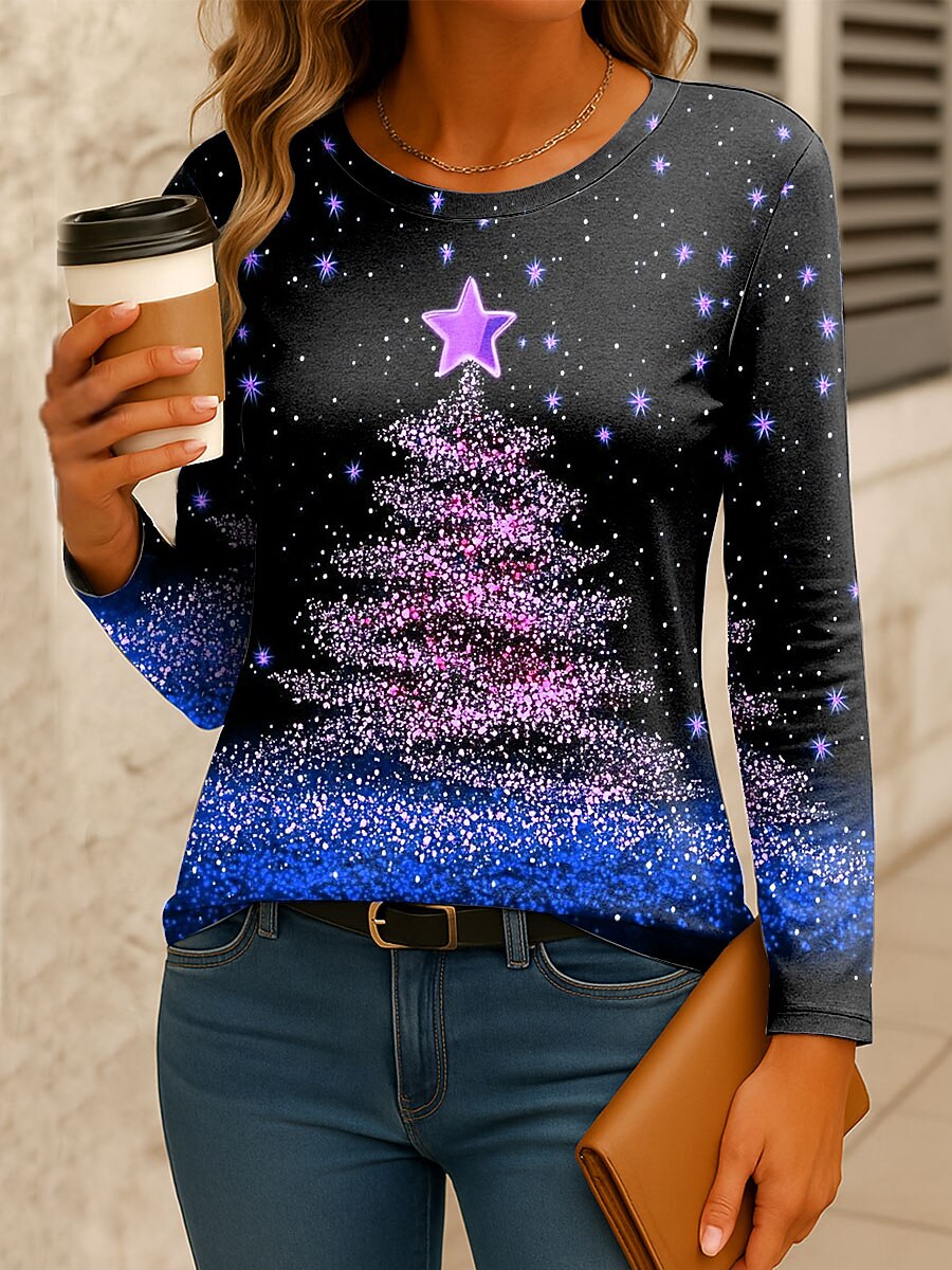 Women's Christmas Tree Snowflake Longsleeve Tee