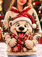 Women's Christmas Animal Pocket Hoodie