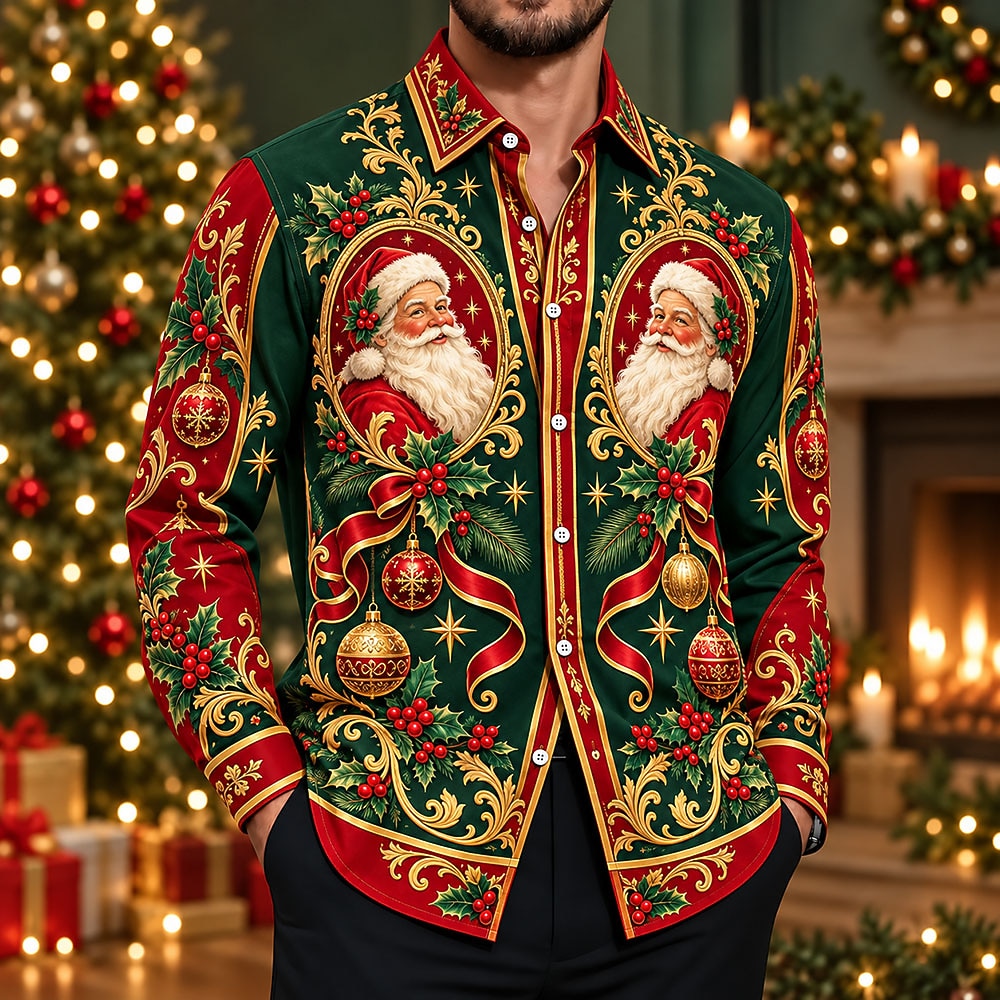 Men's Santa Claus Party Button Up Shirt